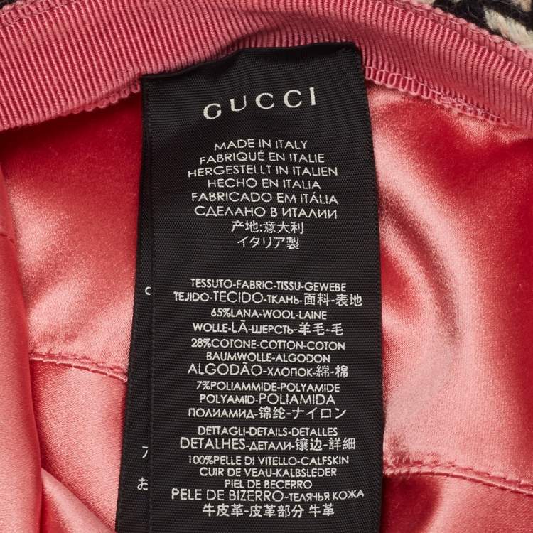 Pre Owned Gucci Monochrome Houndstooth Wool & Cotton Bucket Hat M