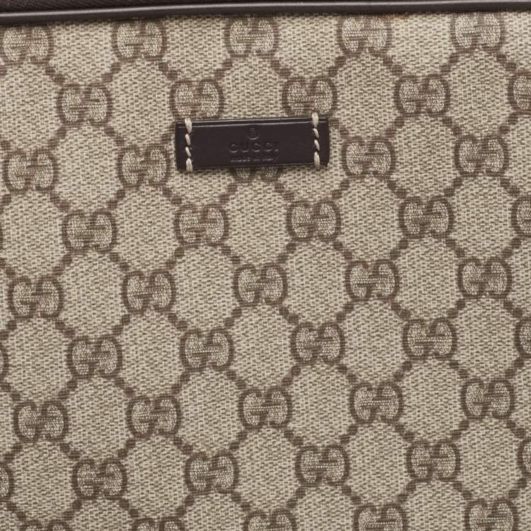 Pre Owned Gucci Dark Brown/Beige GG Supreme Canvas Laptop Case