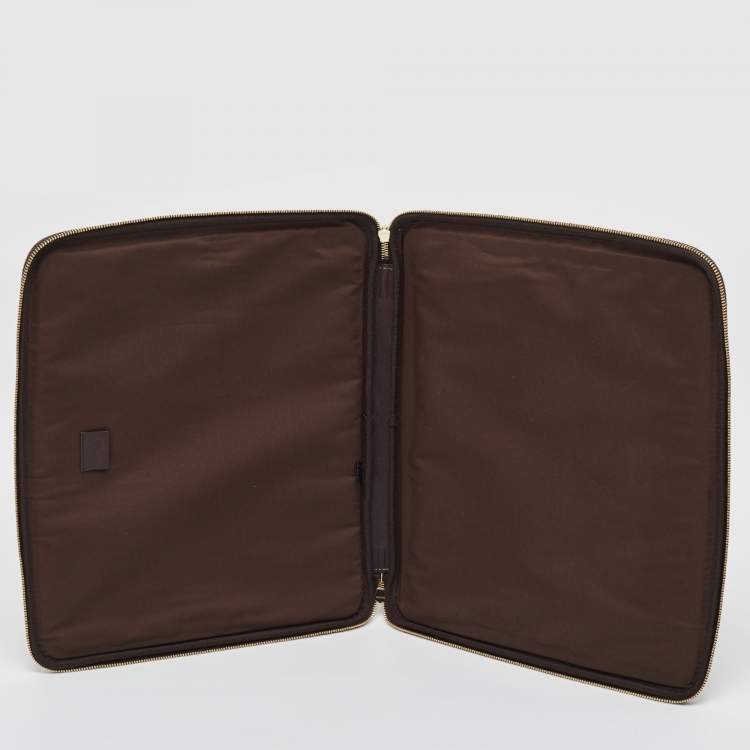 Pre Owned Gucci Dark Brown/Beige GG Supreme Canvas Laptop Case