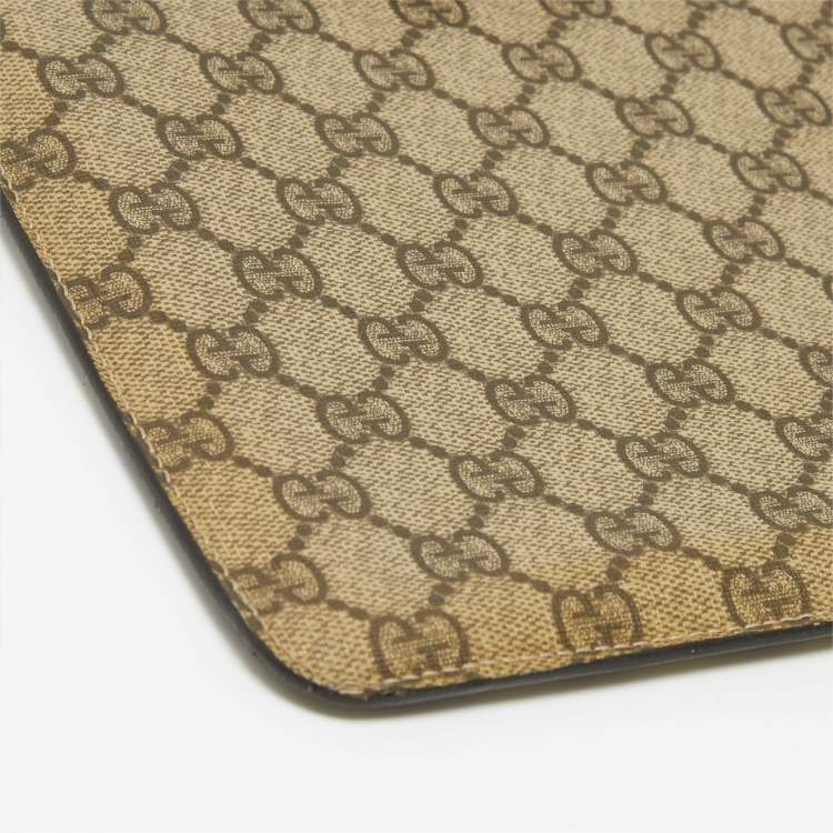 Pre Owned Gucci Beige/Brown GG Supreme Canvas and Leather iPad Case