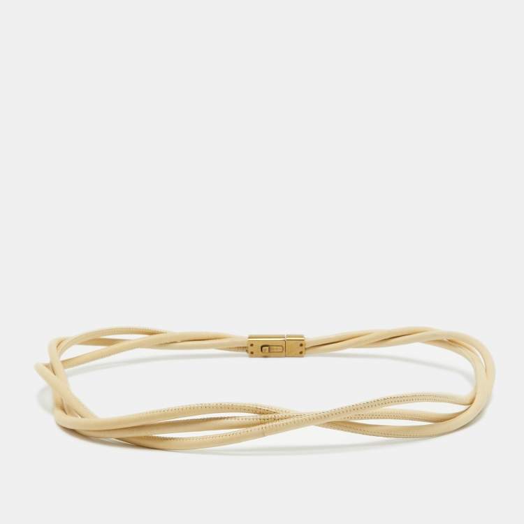 Pre Owned Gucci Cream Leather Twisted Waist Belt