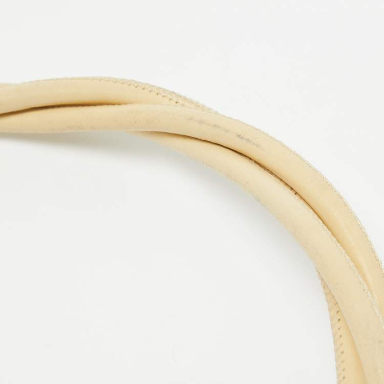 Pre Owned Gucci Cream Leather Twisted Waist Belt