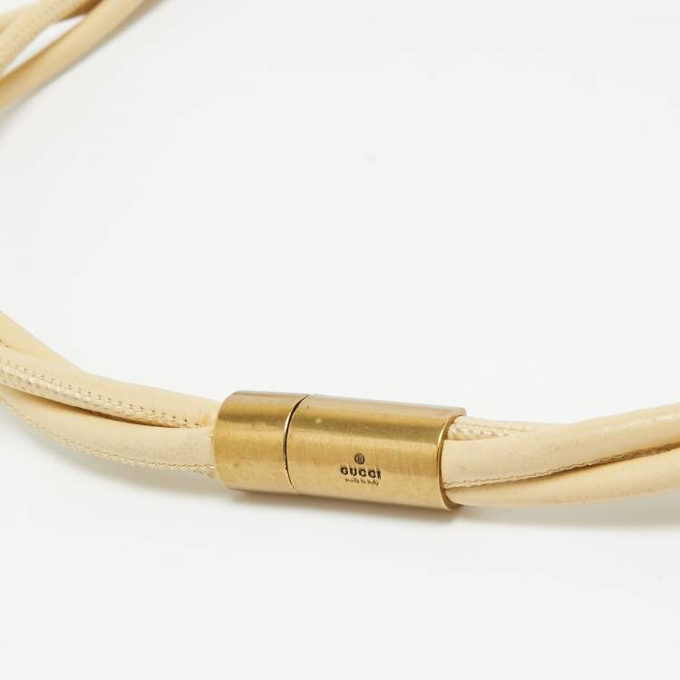Pre Owned Gucci Cream Leather Twisted Waist Belt