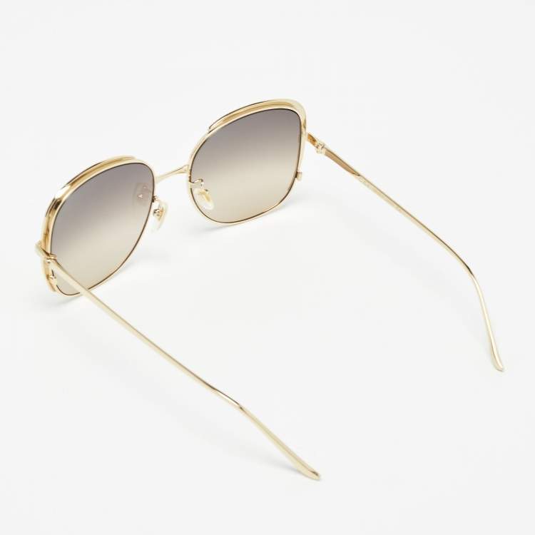 Pre Owned Gucci Gold Gradient GG0400S Oversized Sunglasses