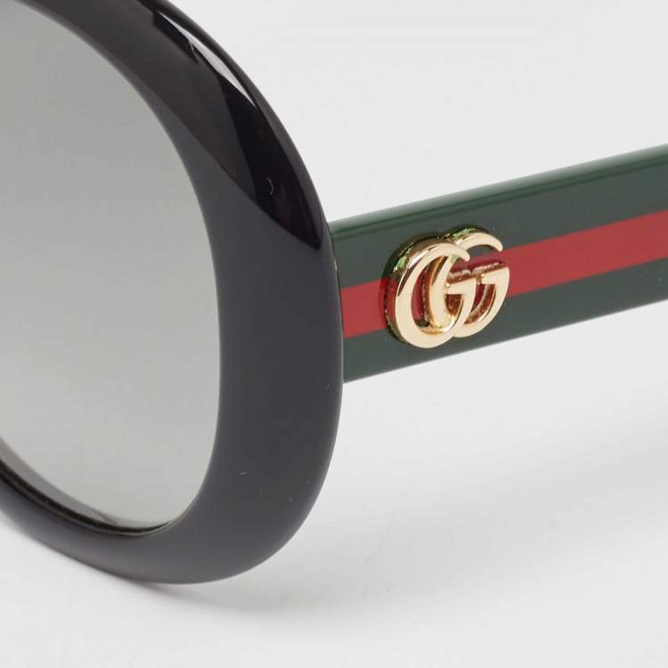 Pre Owned Gucci Black Gradient GG0712S GG Web Round Sunglasses