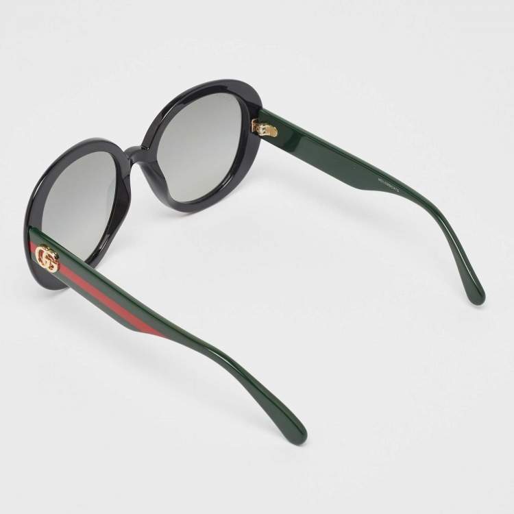 Pre Owned Gucci Black Gradient GG0712S GG Web Round Sunglasses