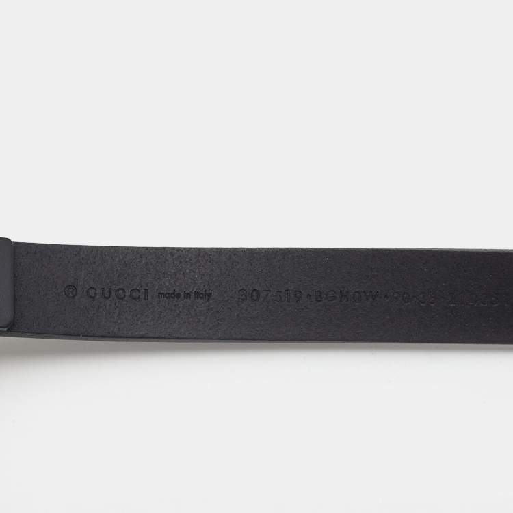 Pre Owned Gucci Black Leather Slim Buckle Belt 90CM