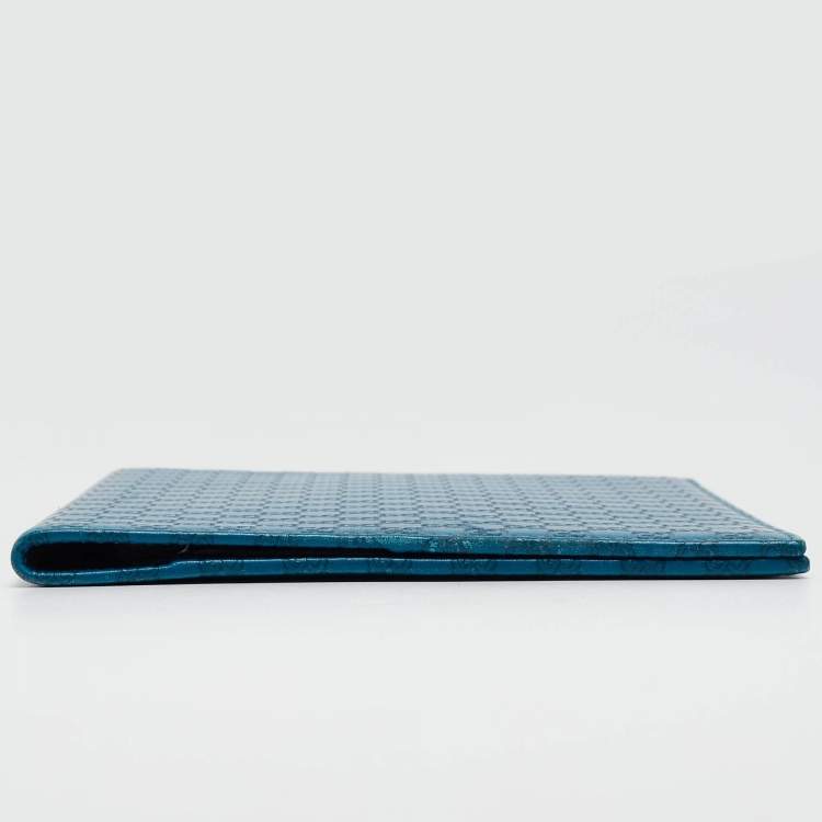 Pre Owned Gucci Blue Microguccissima Leather Notebook Agenda Cover