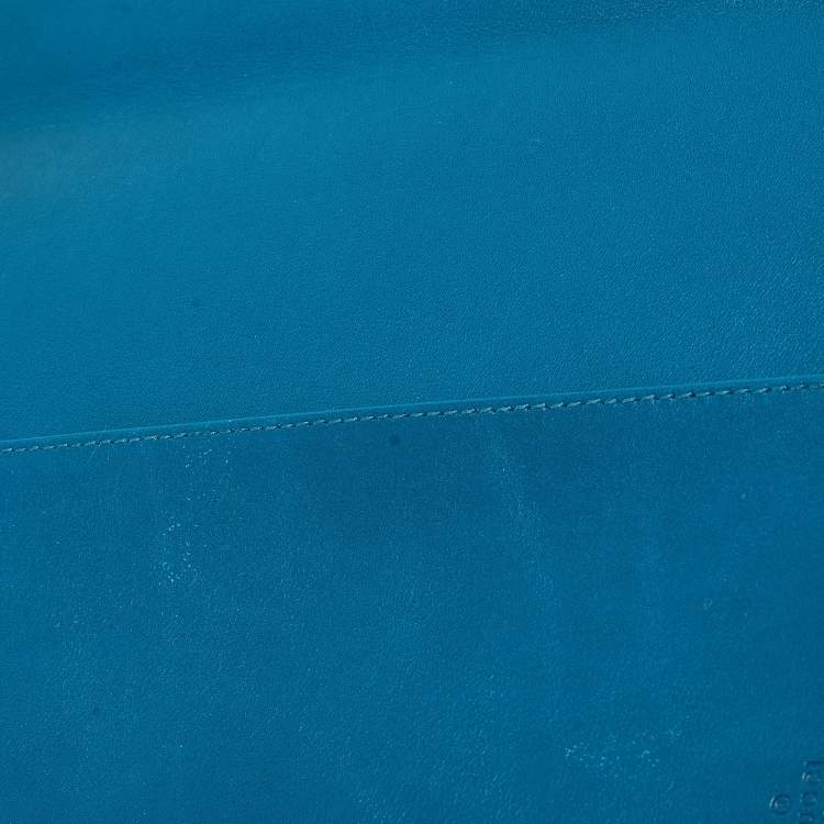 Pre Owned Gucci Blue Microguccissima Leather Notebook Agenda Cover
