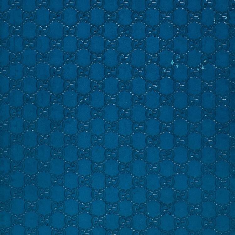 Pre Owned Gucci Blue Microguccissima Leather Notebook Agenda Cover