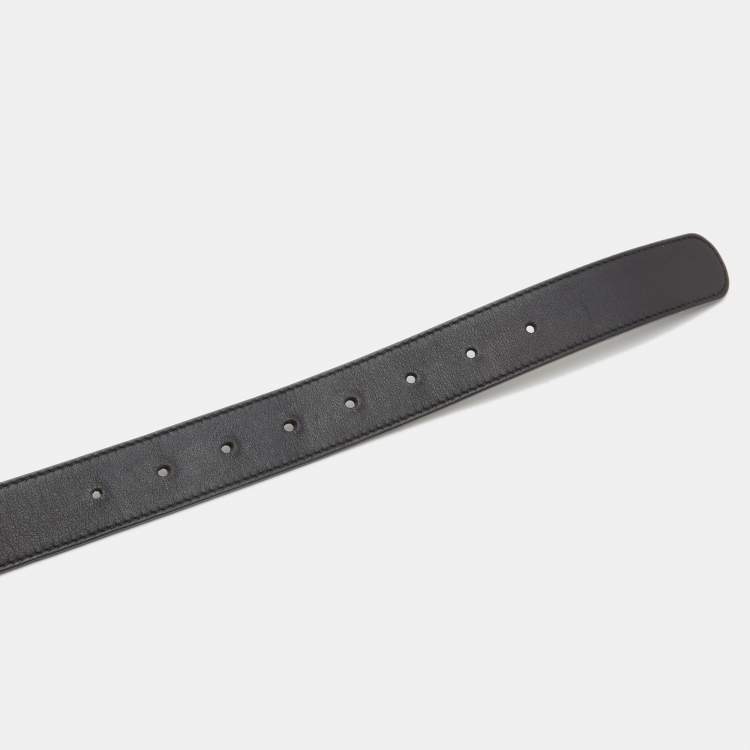Pre Owned Gucci Black Leather GG Marmont Buckle Belt 95CM