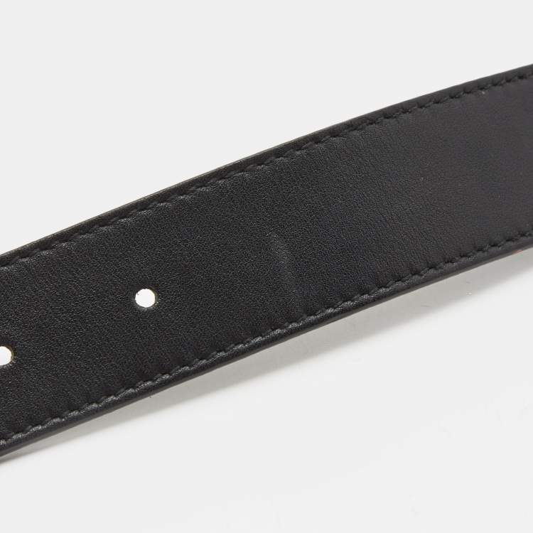 Pre Owned Gucci Black Leather GG Marmont Buckle Belt 95CM
