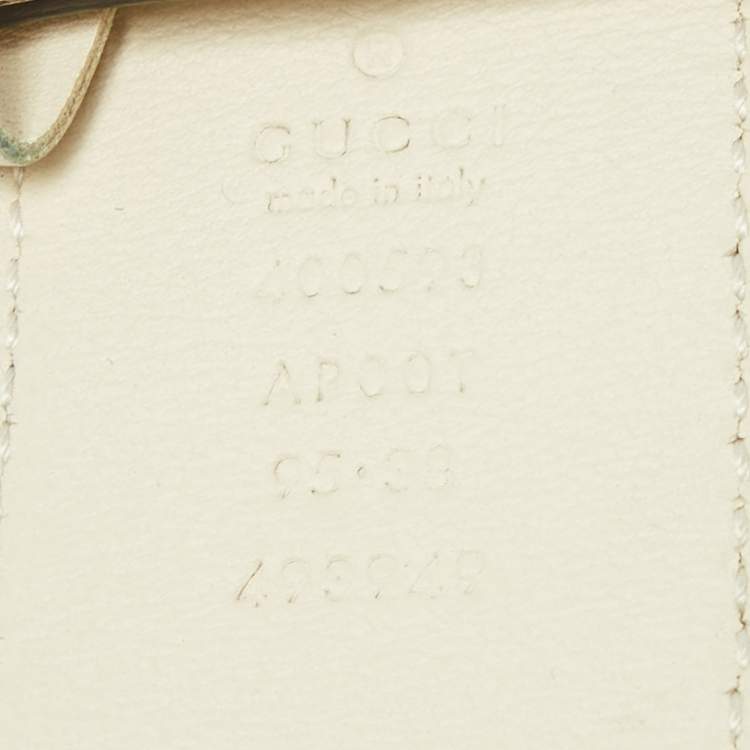 Pre Owned Gucci Off White Leather GG Marmont Buckle Belt 95CM
