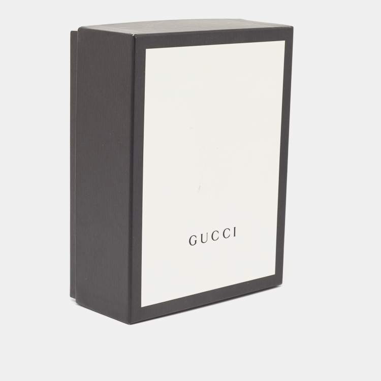 Pre Owned Gucci Blue & Red Grosgrain Web Crystal Bow Two Tone Metal Brooch