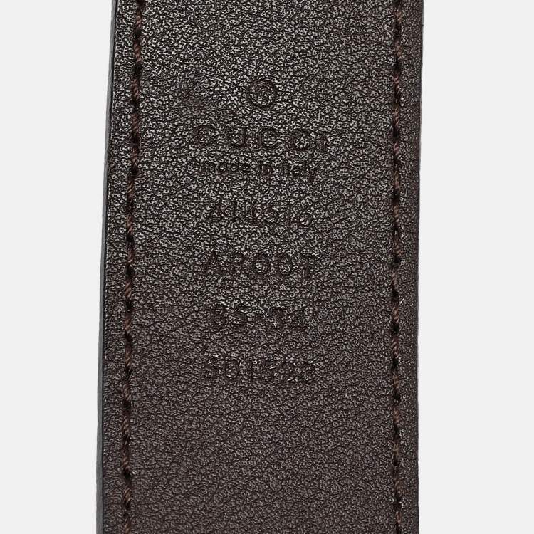 Pre Owned Gucci Dark Brown Leather GG Marmont Belt 85CM