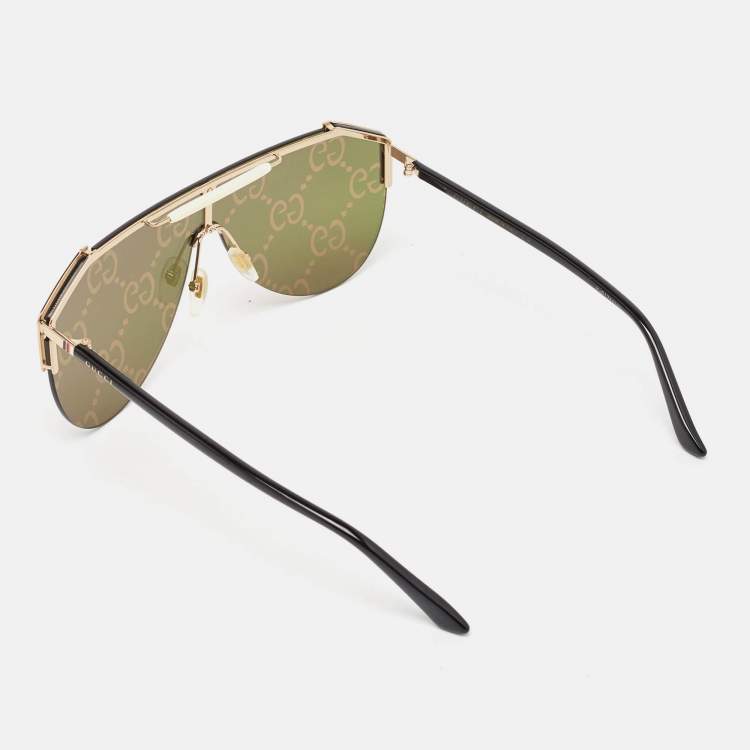 Pre Owned Gucci Pink Guccissima Mirrored GG0584S Mask Sunglasses