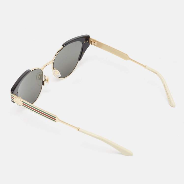 Pre Owned Gucci Black GG0522S Web Cat Eye Sunglasses