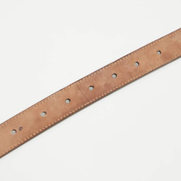 Pre Owned Gucci Black Leather Framed Double G Belt 90CM