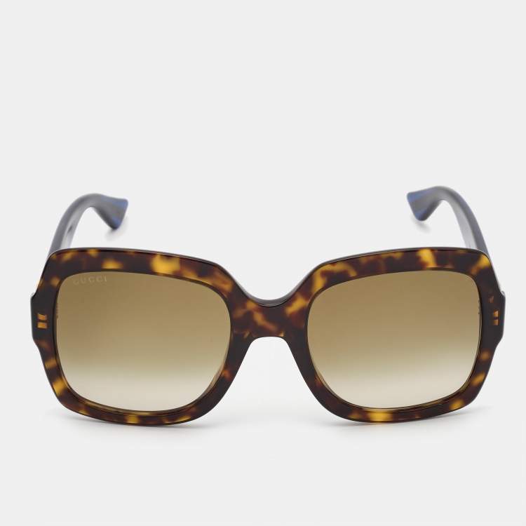 Gucci Brown Tortoise Gradient GG0036S Interlocking G Square Sunglasses Gucci TLC