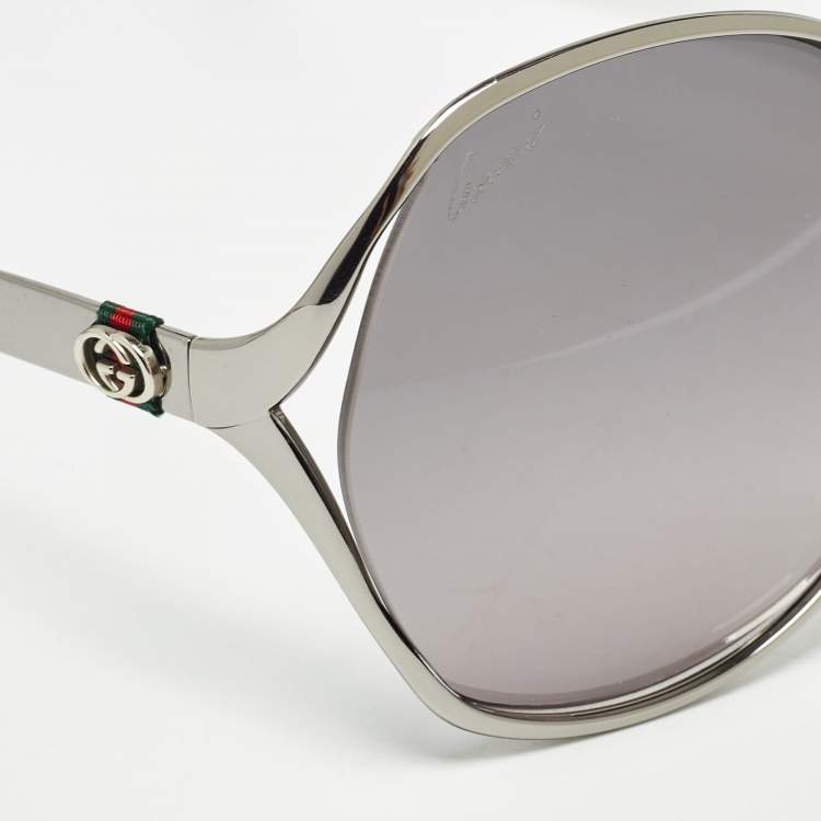 Pre Owned Gucci Black/Silver Gradient GG4280/S Interlocking G Oversized Sunglasses