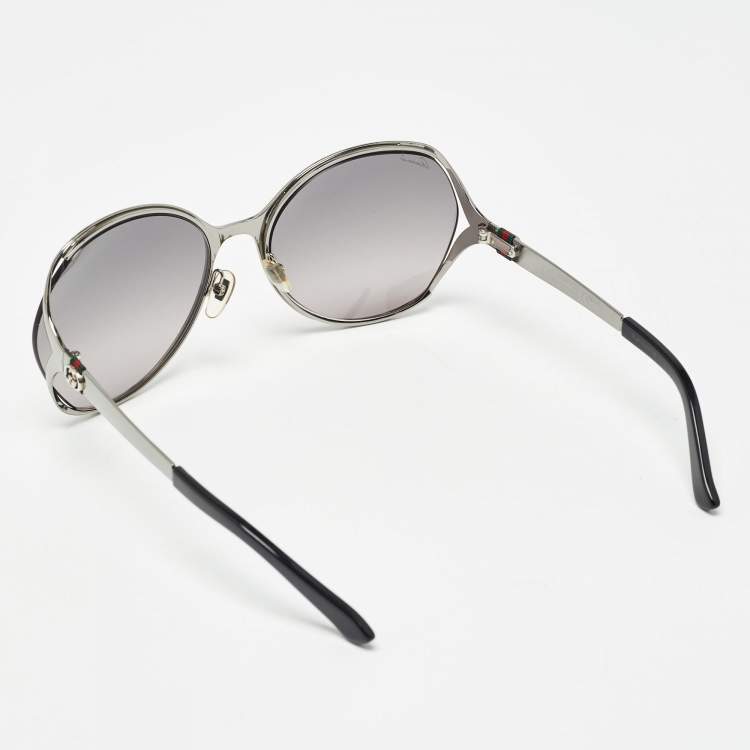 Pre Owned Gucci Black/Silver Gradient GG4280/S Interlocking G Oversized Sunglasses