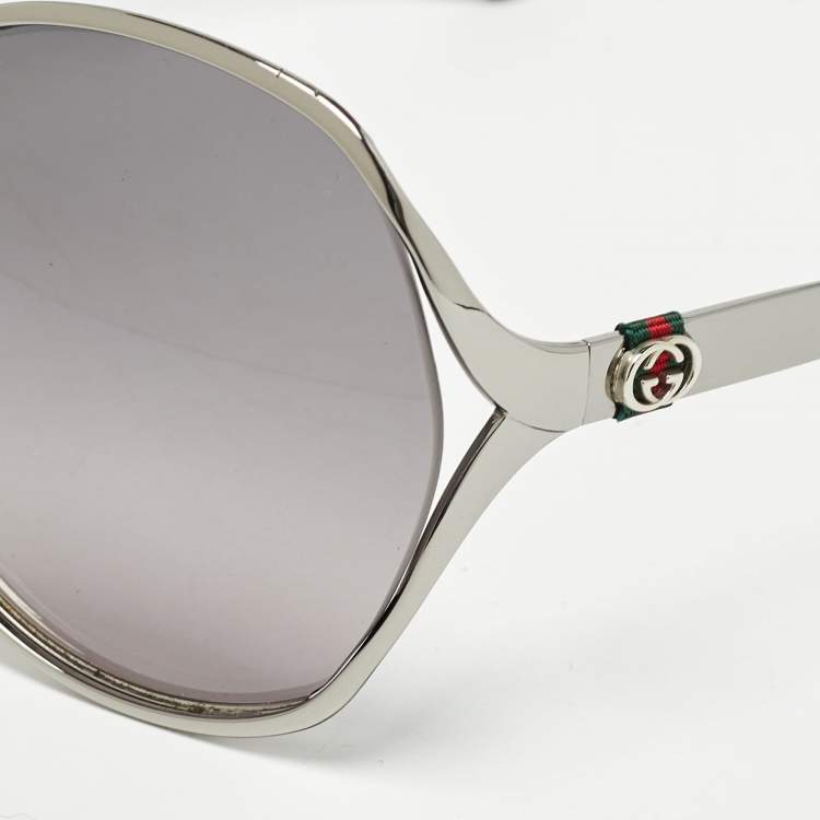 Pre Owned Gucci Black/Silver Gradient GG4280/S Interlocking G Oversized Sunglasses