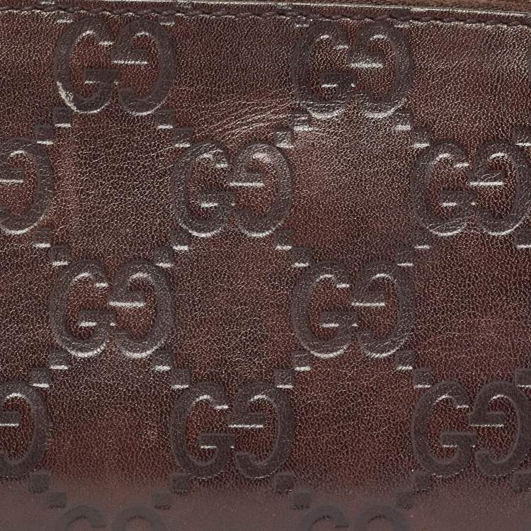 Pre Owned Gucci Dark Brown Guccissima Leather Cosmetic Pouch