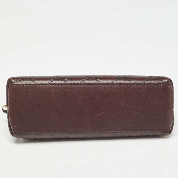 Pre Owned Gucci Dark Brown Guccissima Leather Cosmetic Pouch