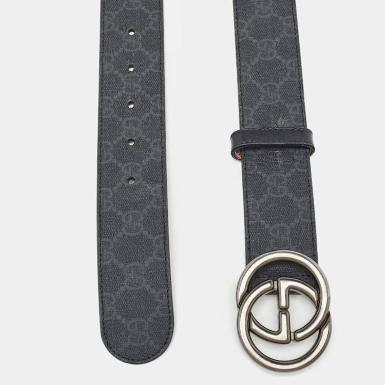 Gucci Black GG Supreme Canvas Interlocking G Buckle Belt 85 CM Gucci TLC