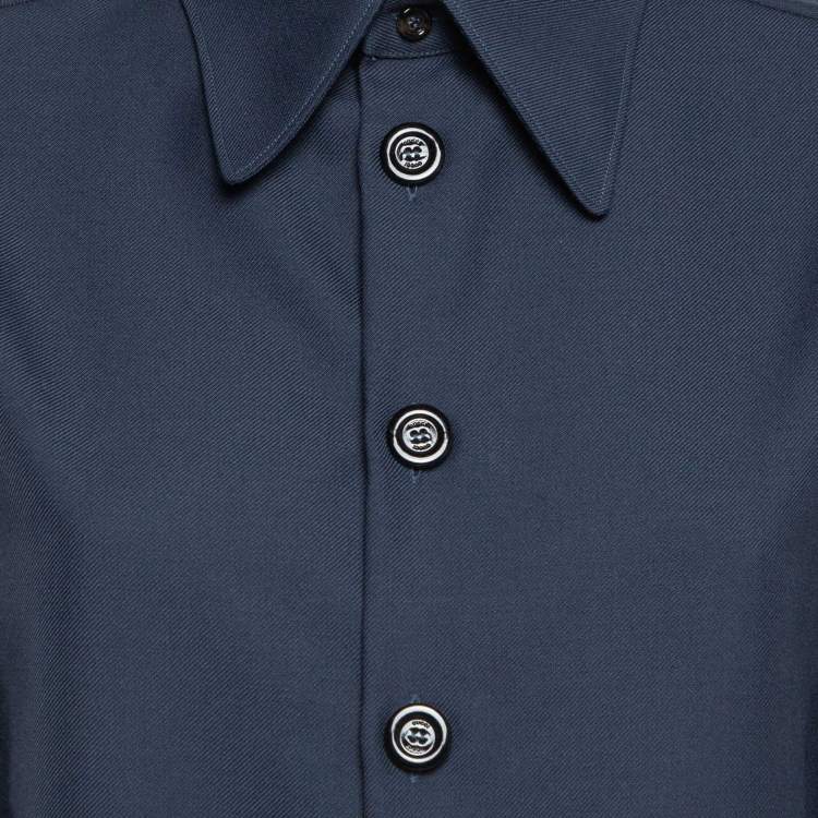 Pre Owned Gucci Blue Gabardine Button Front Shirt XXS