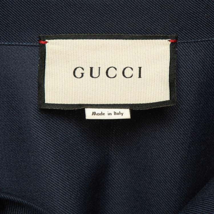 Pre Owned Gucci Blue Gabardine Button Front Shirt XXS