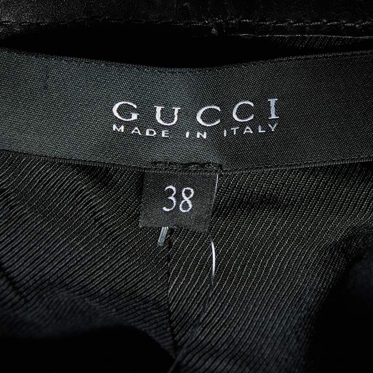 Pre Owned Gucci Black Leather Button Detail Pants S
