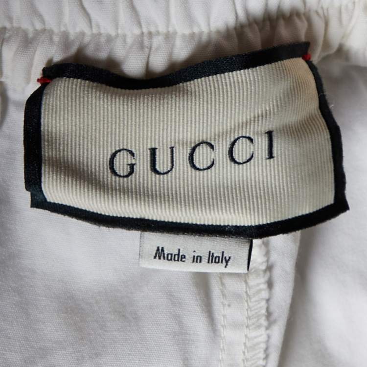 Pre Owned Gucci Off-White Cotton Contrast Trim Sweatpants XS