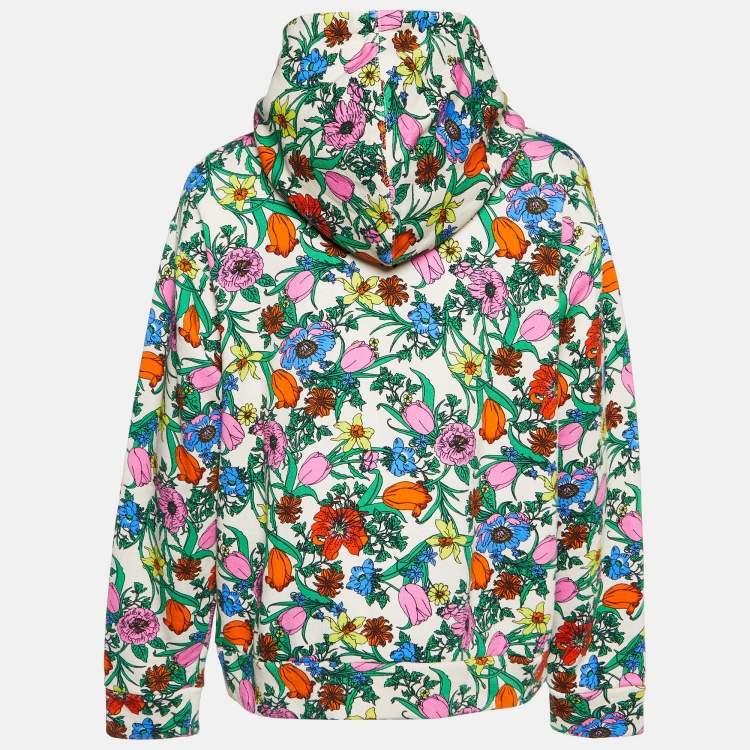 Pre Owned Gucci Beige Printed and Embroidered Knit Hoodie S