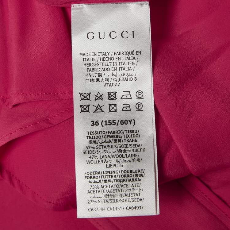 Pre Owned Gucci Pink Silk & Wool Midi Skirt XS