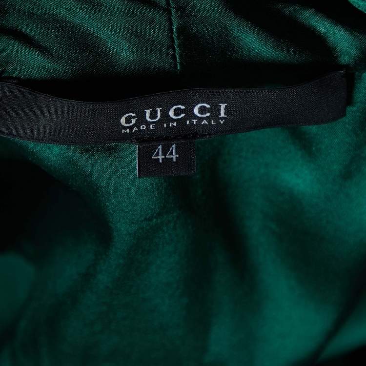 مملوكة مسبقًا Gucci Green Silk Gathered Button Detailed Top M