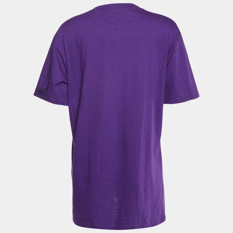 مملوكة مسبقًا Gucci Purple Cotton Blind For Love Appliqued Crew Neck T-Shirt S