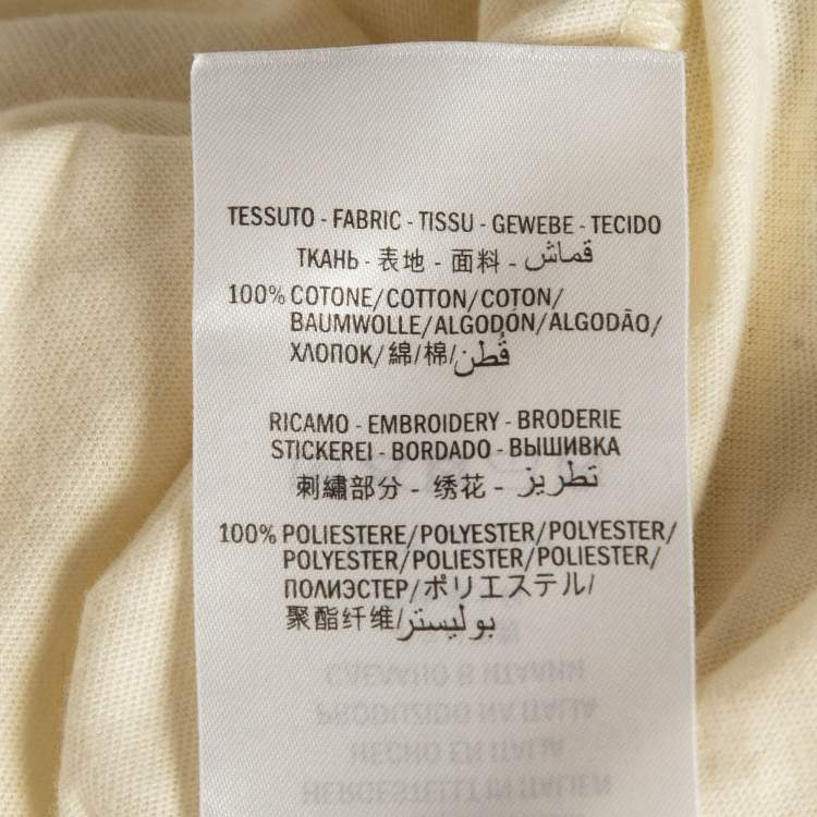 Pre Owned Gucci Cream Sequin Logo Cotton Crew Neck T-Shirt L