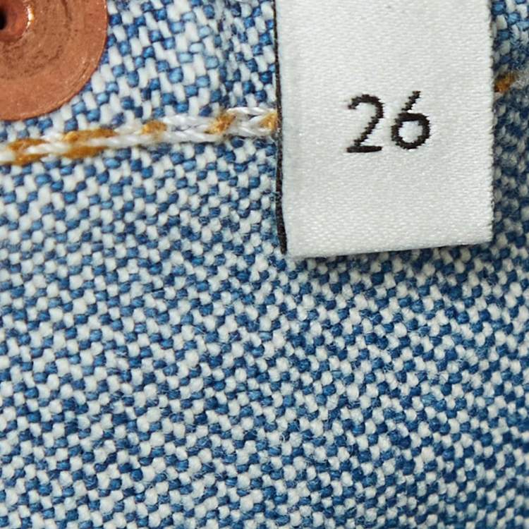 Pre Owned Gucci Blue Washed Denim High-Rise Jeans S Waist 26"