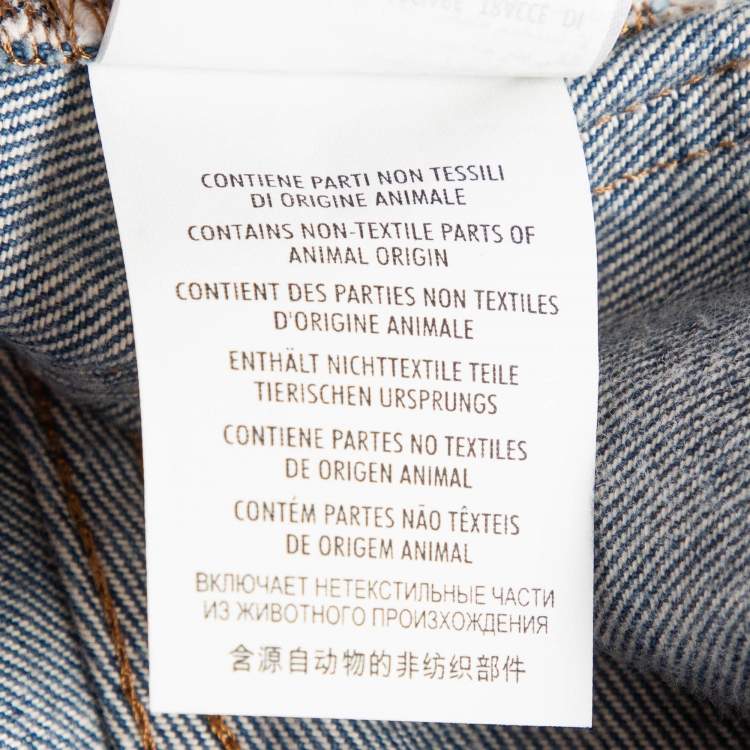 Pre Owned Gucci Blue Floral Hand Painted Denim Jeans XS Waist 23"