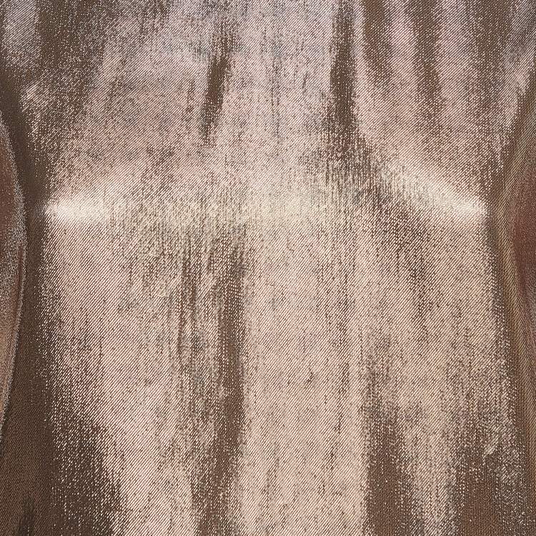 Pre Owned Gucci Gold Silk Blend Lamé Top S