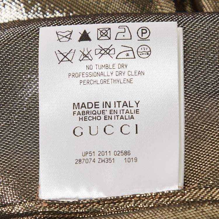 Pre Owned Gucci Gold Silk Blend Lamé Top S