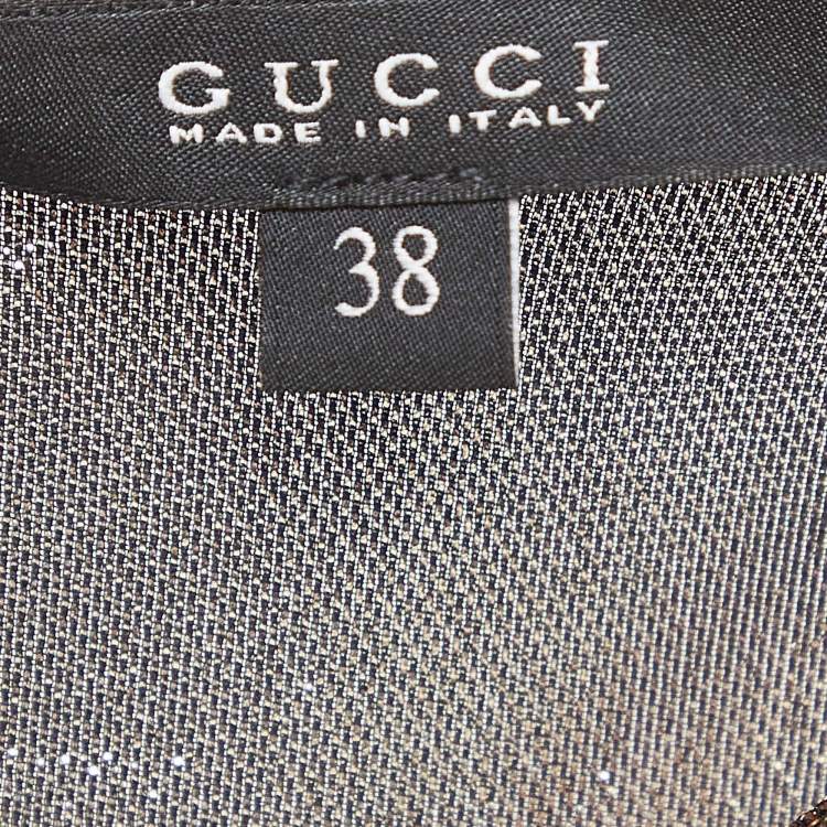Pre Owned Gucci Gold Silk Blend Lamé Top S