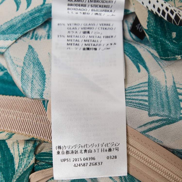 Pre Owned Gucci Green Snake Print Crepe De China Skirt L