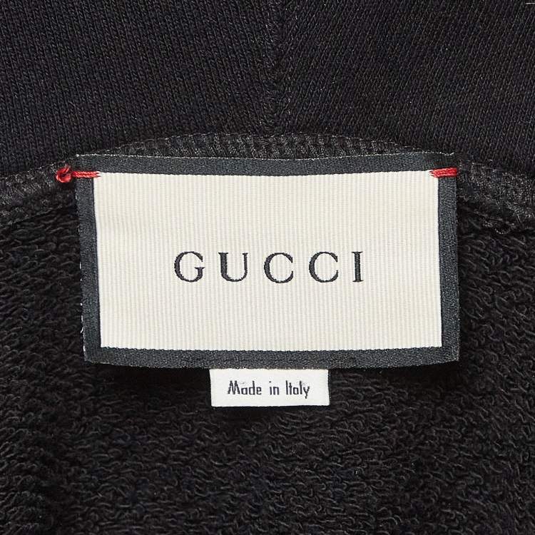 مملوكة مسبقًا Gucci Black Logo Print Cotton Knit Hooded Dress S