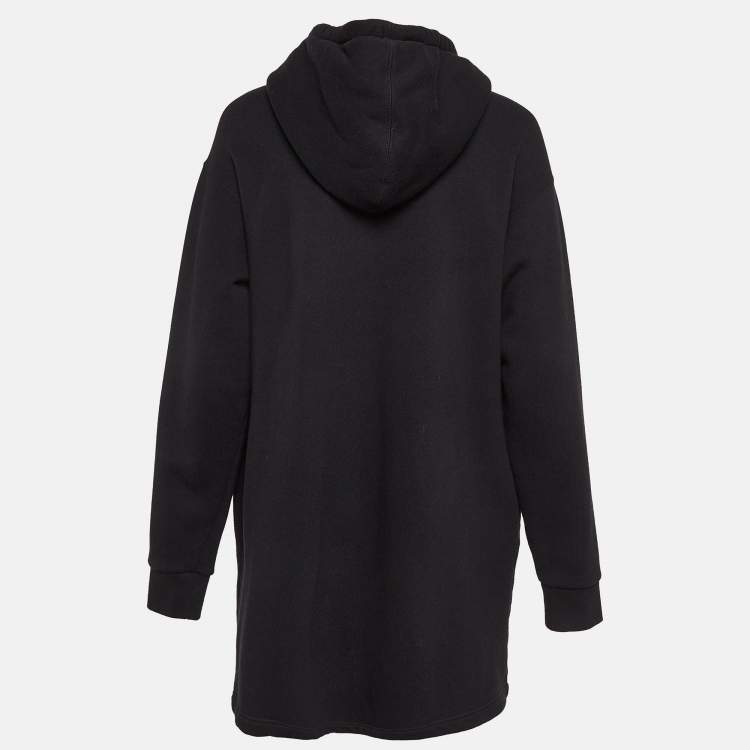 مملوكة مسبقًا Gucci Black Logo Print Cotton Knit Hooded Dress S
