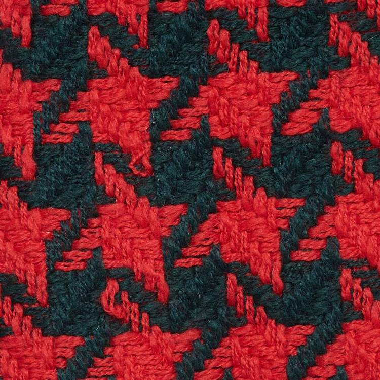 Pre Owned Gucci Red/Green Houndstooth Wool Mini Skirt S