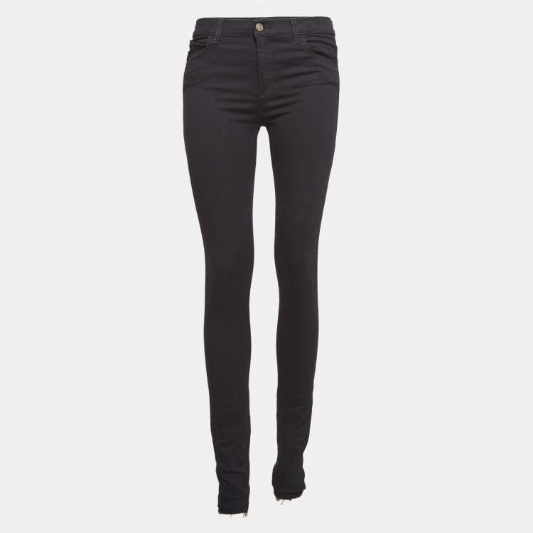 مملوكة مسبقًا Gucci Black Tiger Applique Denim Skinny Jeans S Waist 26"