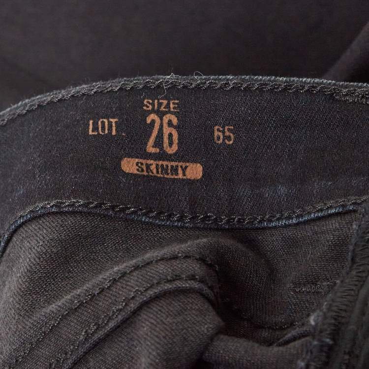 مملوكة مسبقًا Gucci Black Tiger Applique Denim Skinny Jeans S Waist 26"