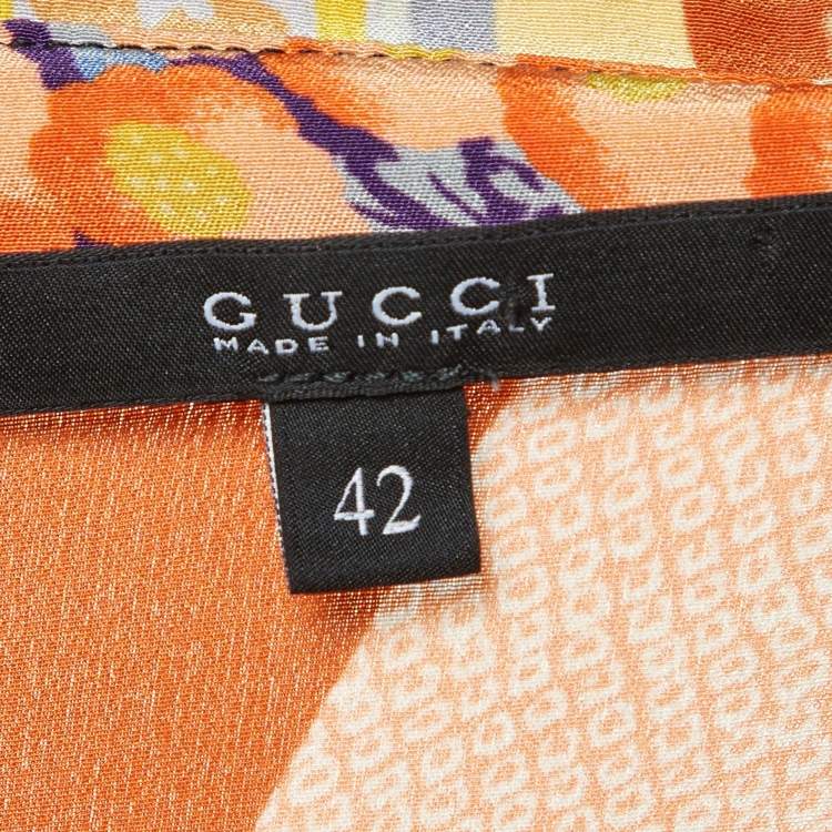 Pre Owned Gucci Multicolor Floral Print Crepe Kimono Shirt M